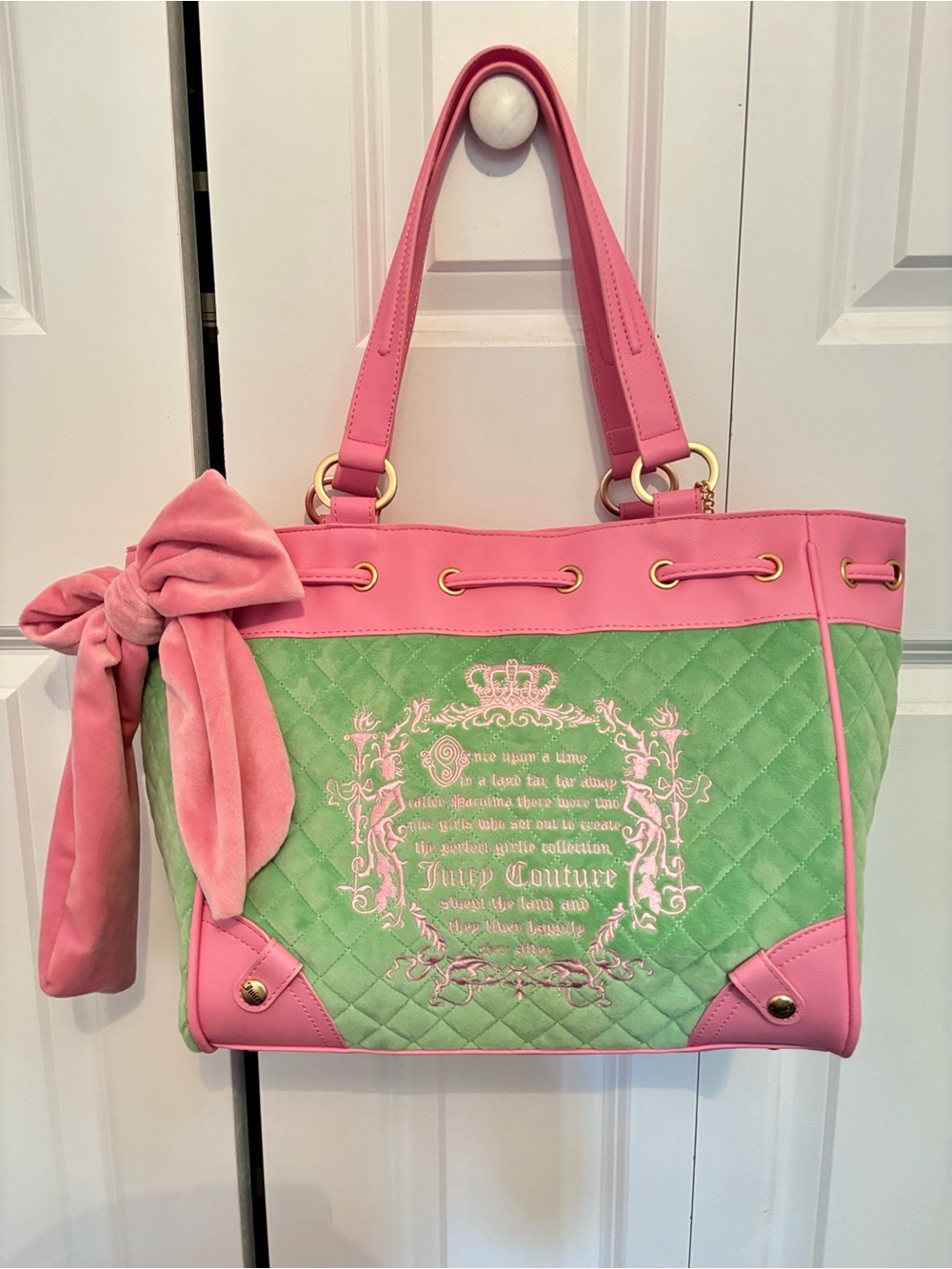 Rare Juicy Couture Pink & Green Juicy Tale Bag